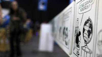 Parte de la exposición sobre Mafalda que se muestra en San José, Costa Rica.