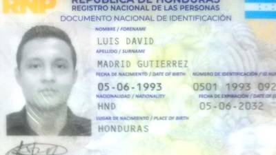 Identidad de Luis David Madrid Gutiérrez, asesinado por un sicario.