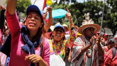 Simpatizantes chavistas durante una marcha Caracas. EFE/Archivo