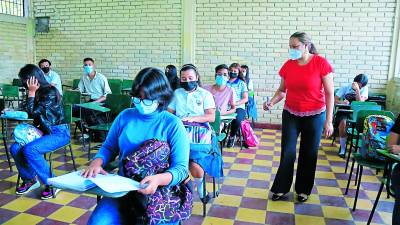 Alumnos del JTR de San Pedro Sula, el más numeroso de la ciudad.