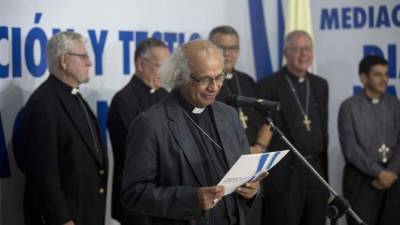 El cardenal Leopoldo Brenes participa en el seminario de nuestra señora de Fátima para leer un informe sobre una reunión de propuesta con el gobierno de Nicaragua hoy, jueves 7 de junio de 2018, durante el día numero 51 de protestas, en Managua (Nicaragua). EFE/Jorge Torres.