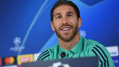 Real Madrid's Spanish defender Sergio Ramos attends a press conference at the TT Ali Samiyen sport complex, on the eve of the UEFA Champions League Group A football match between Galatasaray and Real Madrid in Istanbul, on October 21, 2019. (Photo by Ozan KOSE / AFP)