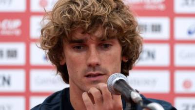 El francés Antoine Griezmann durante la rueda de prensa con motivo del primer entrenamiento del FC Barcelona en Tokio.