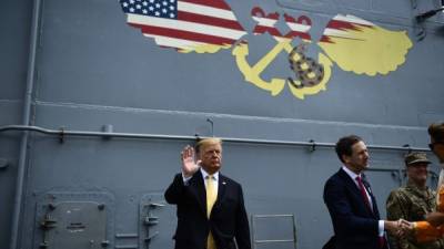 Trump visitó la base de Estados Unidos en Yokosuka, Japón, el pasado lunes./AFP.
