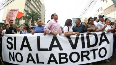Organizaciones ProVida se han manifestado en los bajos del Congreso Nacional de Honduras.