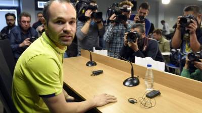 Andrés Iniesta en conferencia de prensa este martes.