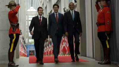 Los mandatarios Enrique Peña Nieto, Justin Trudeau y Barack Obama se reunieron en Ottawa.