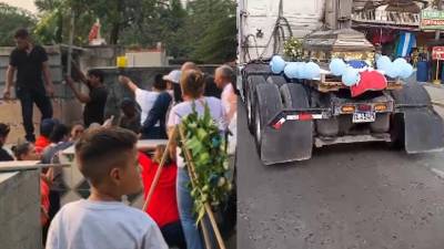 En en cabezal de una rastra dieron el último adiós a Ricardo Umaña, quien fue asesinado cuando iba pasando por un retén militar en Choloma, Cortés.