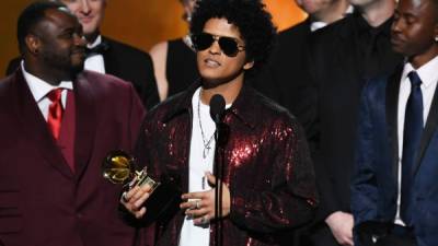 Bruno Mars ganó un total de seis Grammy // Kevin Winter/Getty Images for NARAS/AFP