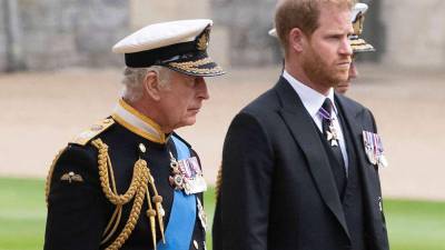 El rey Carlos junto a su hijo menor, el Príncipe Harry.