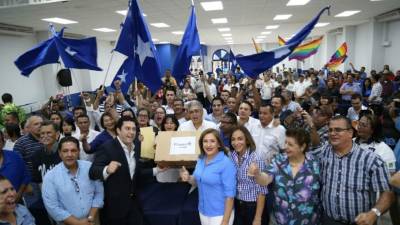 Autoridades del Comité Central del Partido Nacional que tiene su sede en Tegucigalapa.