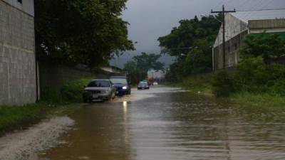Las fuertes lluvias que azotan la zona norte y litoral de Honduras han dejado las calles anegadas de agua, como el caso de la colonia El Periodista.