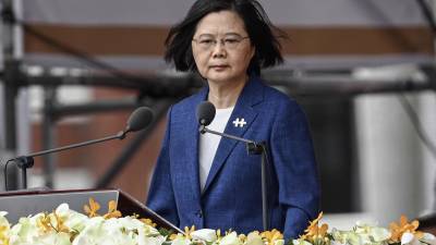 La presidenta de Taiwán, Tsai Ing-wen, durante su discurso por la fiesta nacional de la isla.