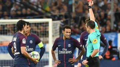Neymar fue expulsado en el partido del PSG contra el Marsella. Foto AFP