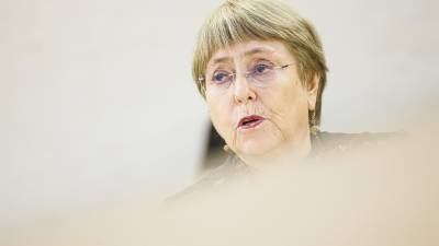 La alta comisionada de Naciones Unidas para los derechos humanos, Michelle Bachelet, en la apertura de la 50ª sesión del Consejo de Derechos Humanos, este lunes en Ginebra. EFE/EPA/VALENTIN FLAURAUD