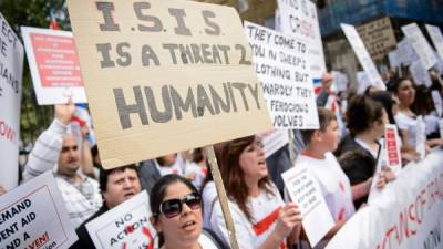 Manifestación en Londres contra Estado Islámico.