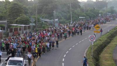 Migrantes hondureños emprenden su salida hacia la ciudad de Tapachula, trayecto obligado rumbo a su objetivo, Estados Unidos. EFE/Archivo