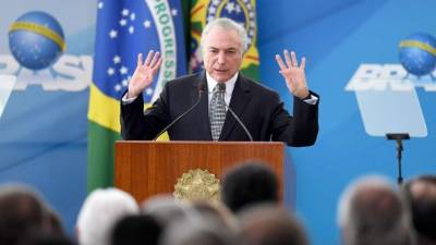 El presidente Michel Temer es acusado por la fiscalía de su país por supuesta corrupción.