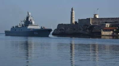 La fragata rusa 'Admiral Gorshkov' atracó en el puerto de La Habana./AFP.