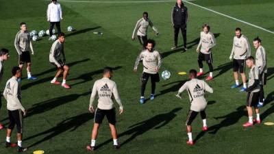 Los jugadores del Real Madrid, durante un entrenamiento realizado la semana pasada. EFE/Chema Moya