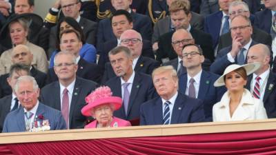 La reina Isabel II y el presidente estadounidense, Donald Trump, lideraron el homenaje a los veteranos de la Segunda Guerra Mundial./AFP.