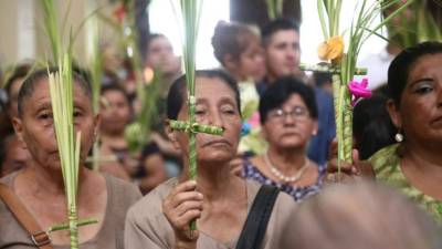 Con palmas cientos de feligreses católicos salieron a las calles para acompañar la imagen de Jesús que conmemora su entrada triunfal a Jerusalén.