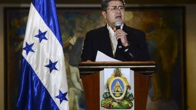 El presidente Hernández durante la conferencia de prensa ofrecida este miércoles en Casa Presidencial.