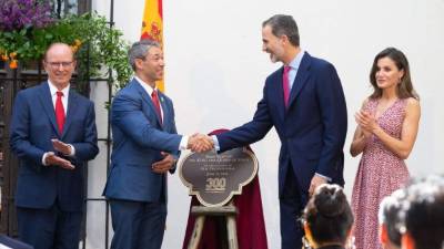 El rey Felipe VI y la reina Letizia durante la conmemoración de los 300 años de fundación de la ciudad de San Antonio, Texas./AFP.