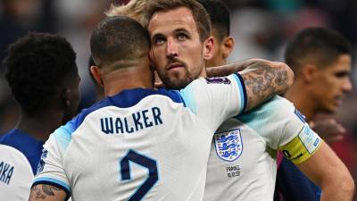 Harry Kane al finalizar el partido ante Francia por el pase a las semifinales.