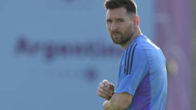 Lionel Messi durante los entrenamientos con Argentina.