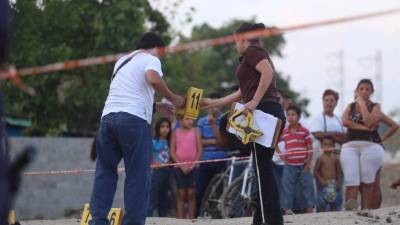 Escena del crimen de un hombre en San Pedro Sula.