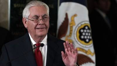 El Secretario de Estado Rex Tillerson durante su última aparición pública ante los empleados.