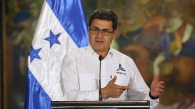 El presidente de Honduras, Juan Orlando Hernández, durante una conferencia de prensa en Casa Presidencial.