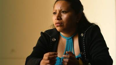 Salvadorean Teodora Vasquez -who served a sentence handed under draconian anti-abortion laws after suffering a miscarriage- poses during an interview with AFP in San Salvador on September 12, 2019, - Vasquez will present a documentary film recreating the trauma suffered by women sentenced to years of jail after obstetric emergencies under El Salvador's anti-abortion laws. The world premiere will take place in Sweden between September 23 and 25, 2019. (Photo by Marvin RECINOS / AFP)