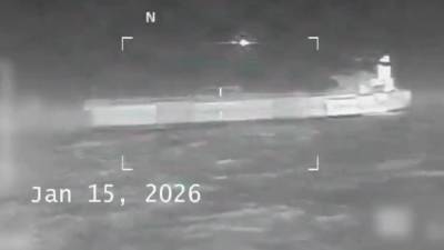 Captura de video tomada de la cuenta oficial de la red social X de la secretaria del Departamento de Seguridad Nacional de los Estados Unidos, Kristi Noem @Sec_Noem, que muestra el buque cisterna Veronica navegando en el Caribe.