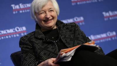 Una sonriente Janet Yellen, presidenta de la Reserva Federal, habló hoy ante el Economic Club de Washington.