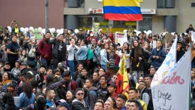 Los colombianos empezaron a protestar este jueves en rechazo del gobierno de Iván Duque. AFP