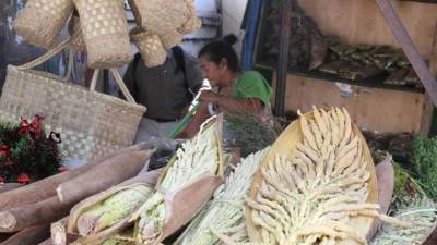Fotografía de productos hechos con flor de coco hoy, en Asunción (Paraguay). EFE