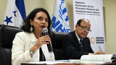 El Conadeh presentó en rueda de prensa el informe: Desplazamiento Forzado Interno en Honduras en 2017. AFP