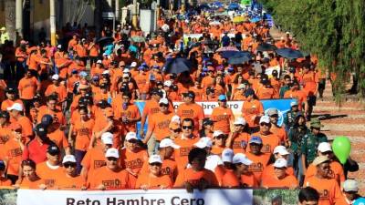Centenares de personas participaron en Tegucigalpa de la marcha Cero Hambre, organizada por el PMA y la FAO.