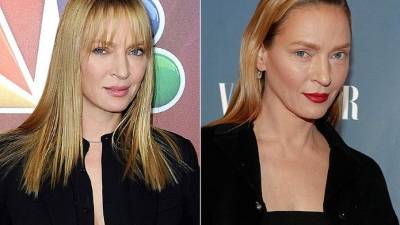 Uma Thurman apareció con un nuevo rostro en la presentación de su serie, The Slap.
