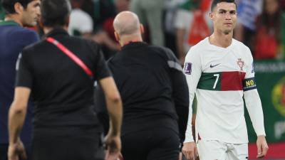 Cristiano Ronaldo durante el encuentro ante Marruecos.