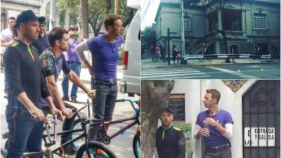 La banda británica durante la grabación del video.