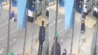 En redes sociales se difundió el video del momento en que la pequeña Lesly fue atropellada por un bus de ruta urbana.