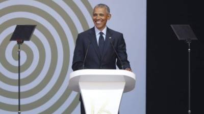 Obama fue el invitado estrella para el discurso del centenario de Nelson Mandela en Sudáfrica./AFP.