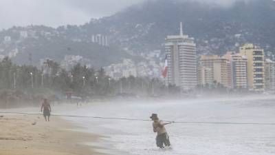 A resident rides his bike, past a fallen tree, after the passage of Hurricane Willa in Escuinapa, Sinaloa state, Mexico, on October 24, 2018. - Hurricane Willa crashed ashore in western Mexico Tuesday, lashing the Pacific coast with powerful winds and heavy rain before weakening to a tropical depression as it moved inland. (Photo by ALFREDO ESTRELLA / AFP)