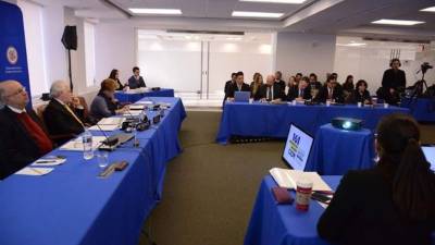 Vista de la audiencia pública de la Comisión Interamericana de Derechos Humanos (CIDH), en su sede de Washington, sobre la situación de los solicitantes de asilo y refugiados en México, que tuvo lugar hoy en Washington, DC. EFE/CIDH/OEA