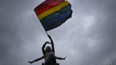 Una bandera de la diversidad homosexual, durante una manifestación. EFE/Archivo