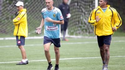 El 'Palomo' Rodríguez y Wilfredo Barahona en el entrenamiento de este jueves del Real España.