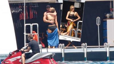 La estrella fue captada muy cariñosa con Thomas Gross.